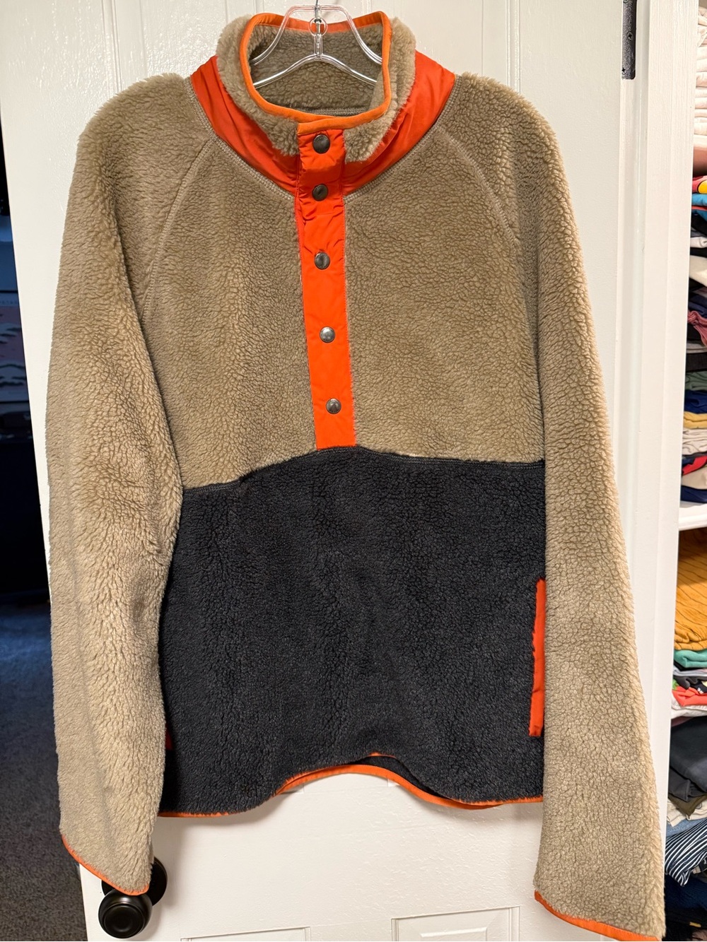 Todd Snyder Sherpa Colorblock Snap Pullover Fleece – Made in Italy – Large